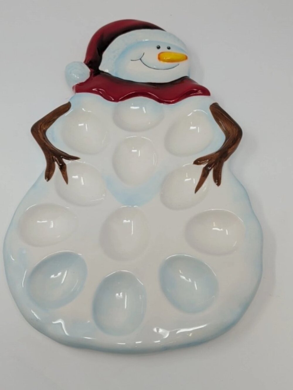 Fabulous Winterland Snowman Deviled Egg Plate by TABLETOPS UNLIMITED, Christmas